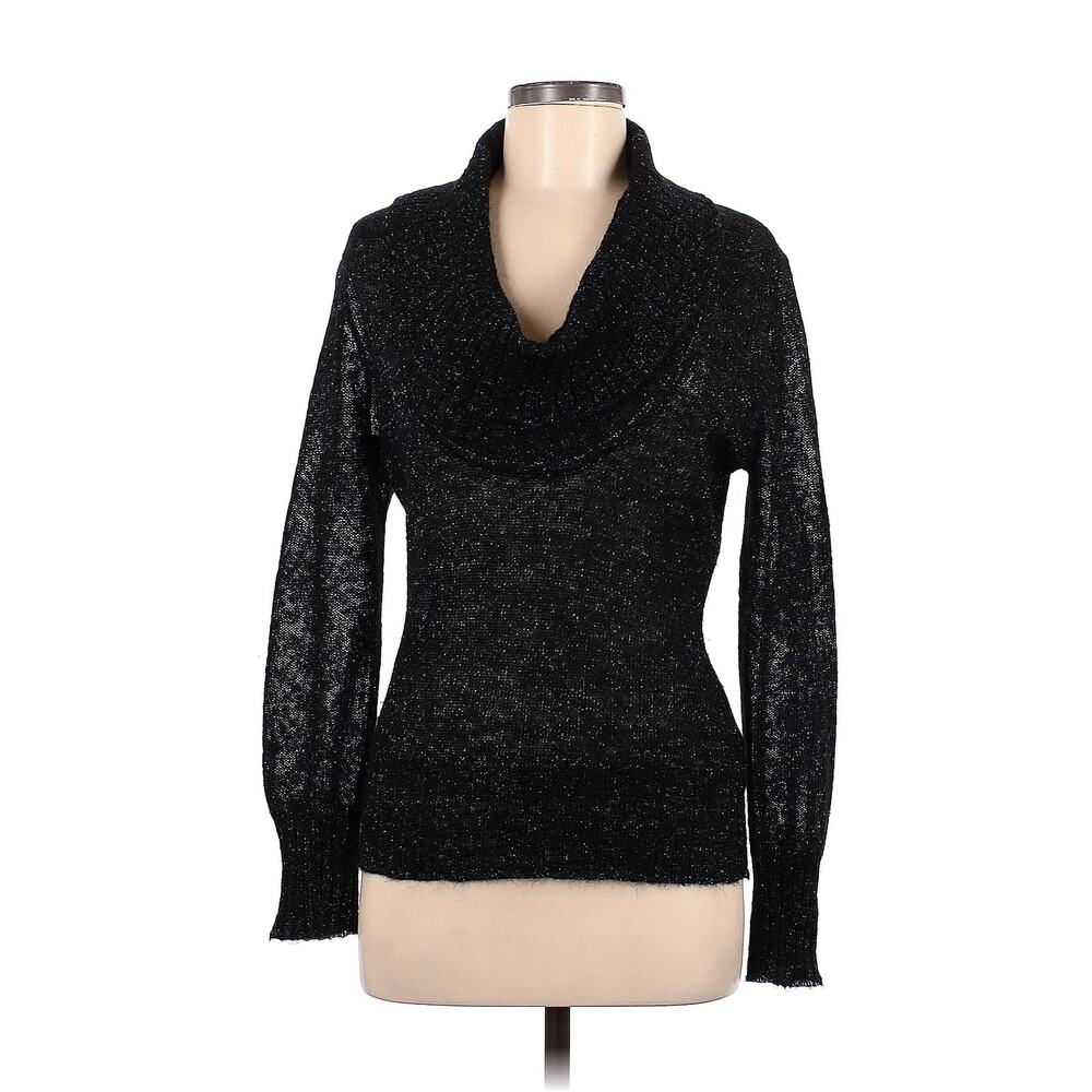 Classiques Entier Size Medium Black Metallic Silver Pullover Sweater Mohair Wool